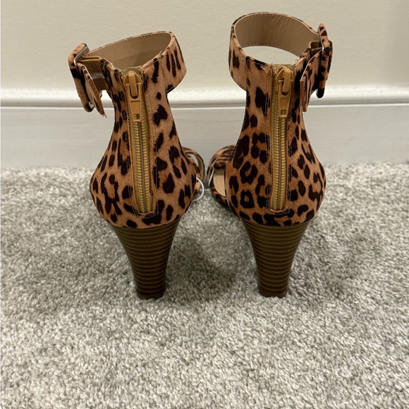 New York & Company Leopard Print Ankle Strap Wedge Sandals - Picture 5 of 7